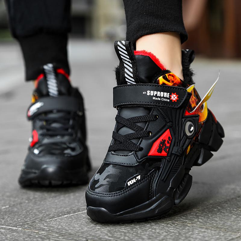 Winter Kinderschuhe Jungen rutschfeste Sportschuhe Outdoor Schnee Stiefeletten wasserdichte warme Turnschuhe Kind High Top Baumwolle Freizeitschuhe