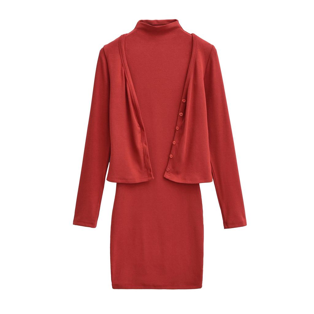 Spring 2026 Women's Spicy High-Waisted Sleeveless Bodycon Dress & V-Neck Cardigan Two-Piece Set