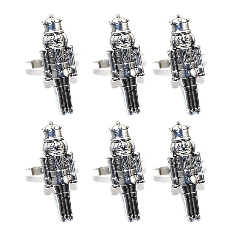 Pack of 6 Nutcrackers Soldier Napkin Rings Christmas Decorations Restaurant Table Decor Vintage Napkin Buckle Holder