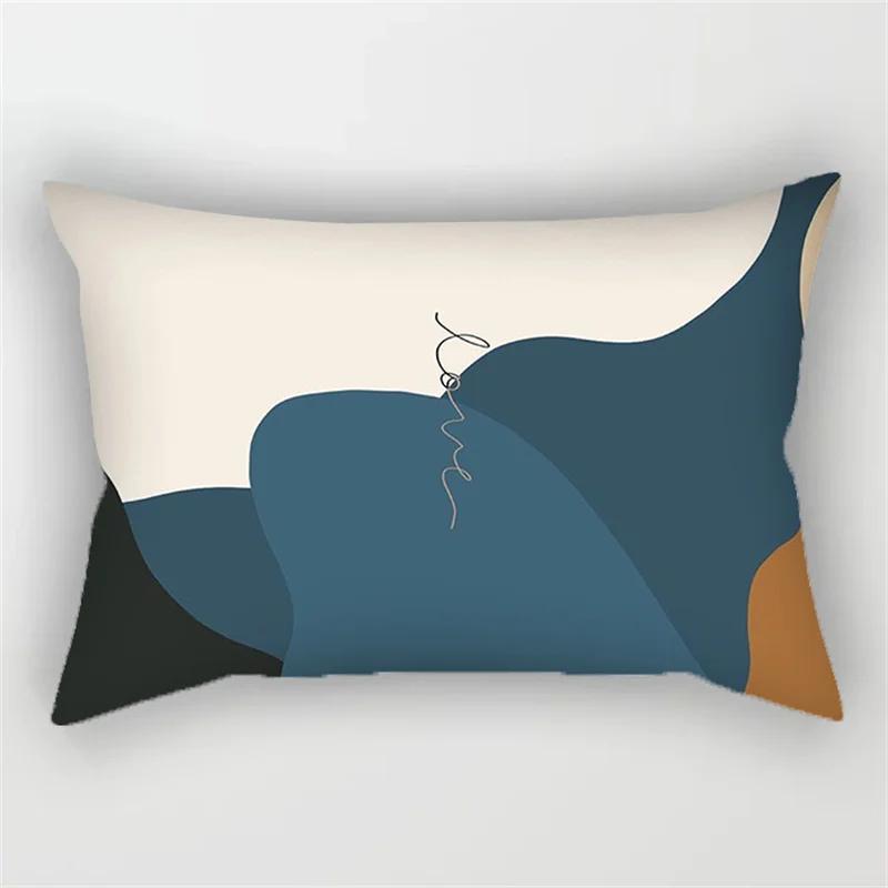 30x50cm 40x60cm 50x70cmGeometric Pillowcase Home Decor Cushion Cover Abstract Leaves Plant Patchwork Rainbow Polyester