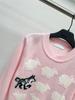 Cartoon Sheep & Dog Jacquard Knit Sweater for Women - Sweet, Soft, Age-Reducing Design with Round Neck and Long Sleeves.