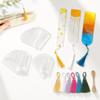 30 Stück Leere Klare Acryl-Lesezeichen mit Quasten, Kunststoff-Seitenmarkierer in Halbrund-, Rechteck- und Spitzformen, für DIY-Projekte und Geschenkanhänger