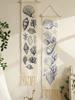 Boho Shell & Conch Wall Tapestry, White Hanging Decor Tapestries with Tassel, Beach Style Home Wall Art for Bedroom, Living Room