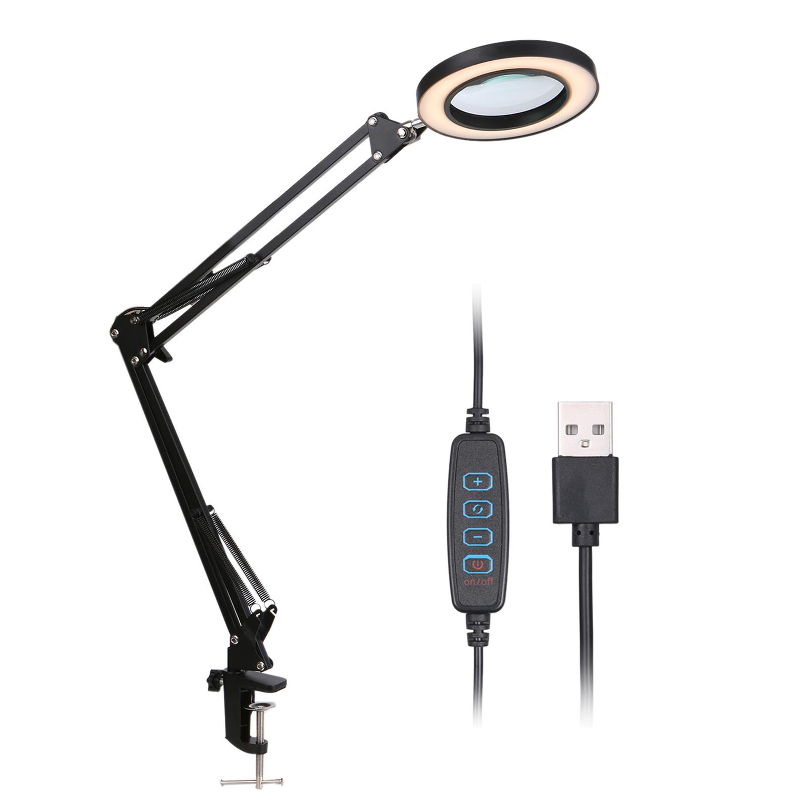 

Magnifying Glass Magnifier with LEDs Clamp Clip Light 8X Magnification 10 Levels Adjustable Brightness Temperature Changing Lamp