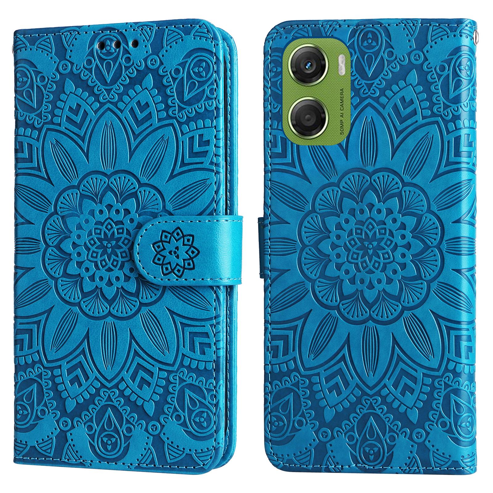 

For Motorola Moto G06 4G Case Sunflower Imprint Leather Wallet Phone Cover