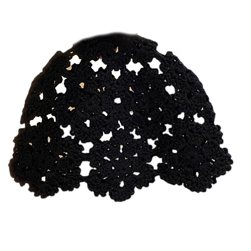 Fashion Hollowed Skull Hat Handmade Crochet Beanies Hat Flower Pattern Pullover Hat for Women Girl Various Occasion