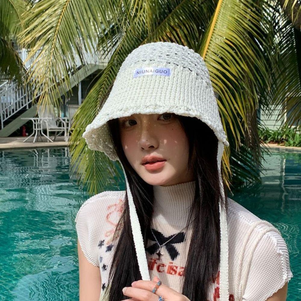 

Light Breathable Fisherman s Hat Hollowed Out Sun Hat Sun Protection Basin Hat Outdoor бежевий