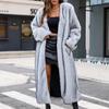 Women's Fashion Plush  Jacket Casual Solid-color Long-sleeved Cardigan Long Coat