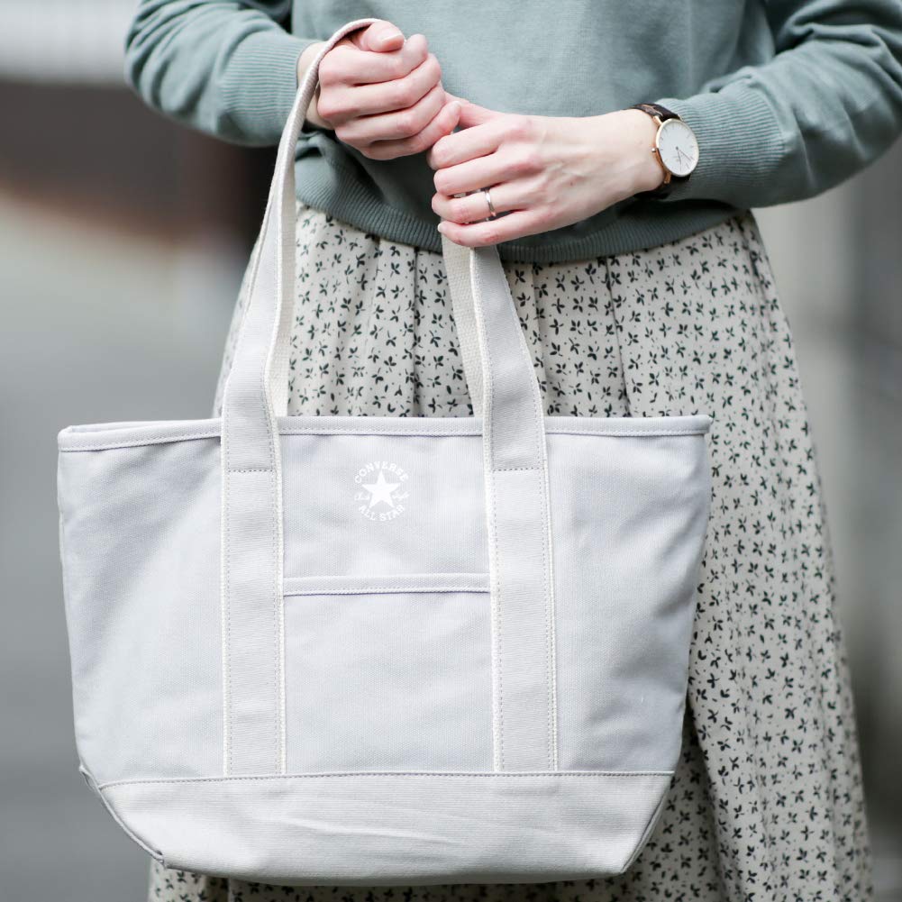 Converse Canvas Tote Bag, Medium, with Dwear Sticker, Canvas Tote Bag for Men and Women, TOKYO All Star (Medium, All Gray)