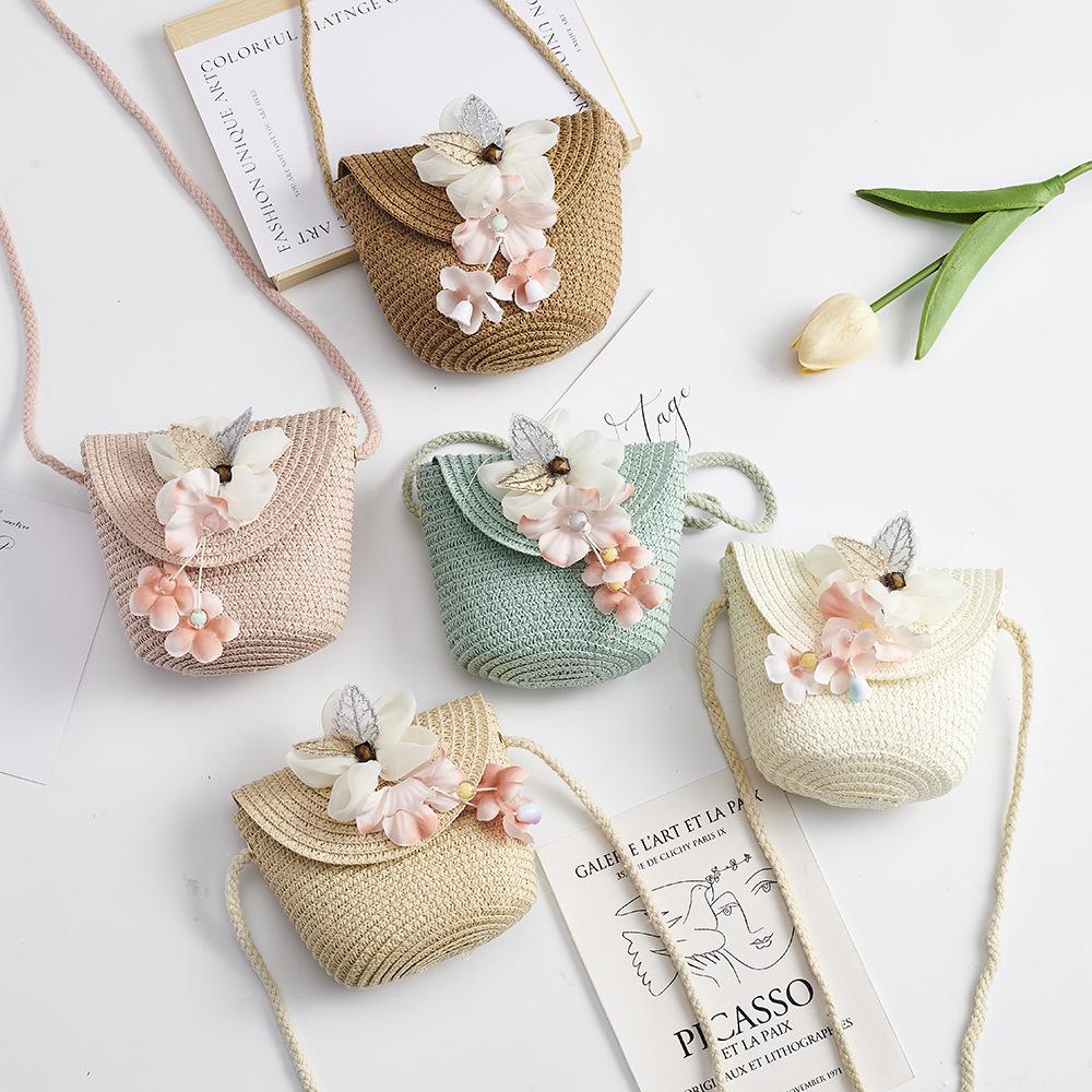 Girls' Straw Woven Coin Purse - Cute Outdoor Travel Handbag for Kids