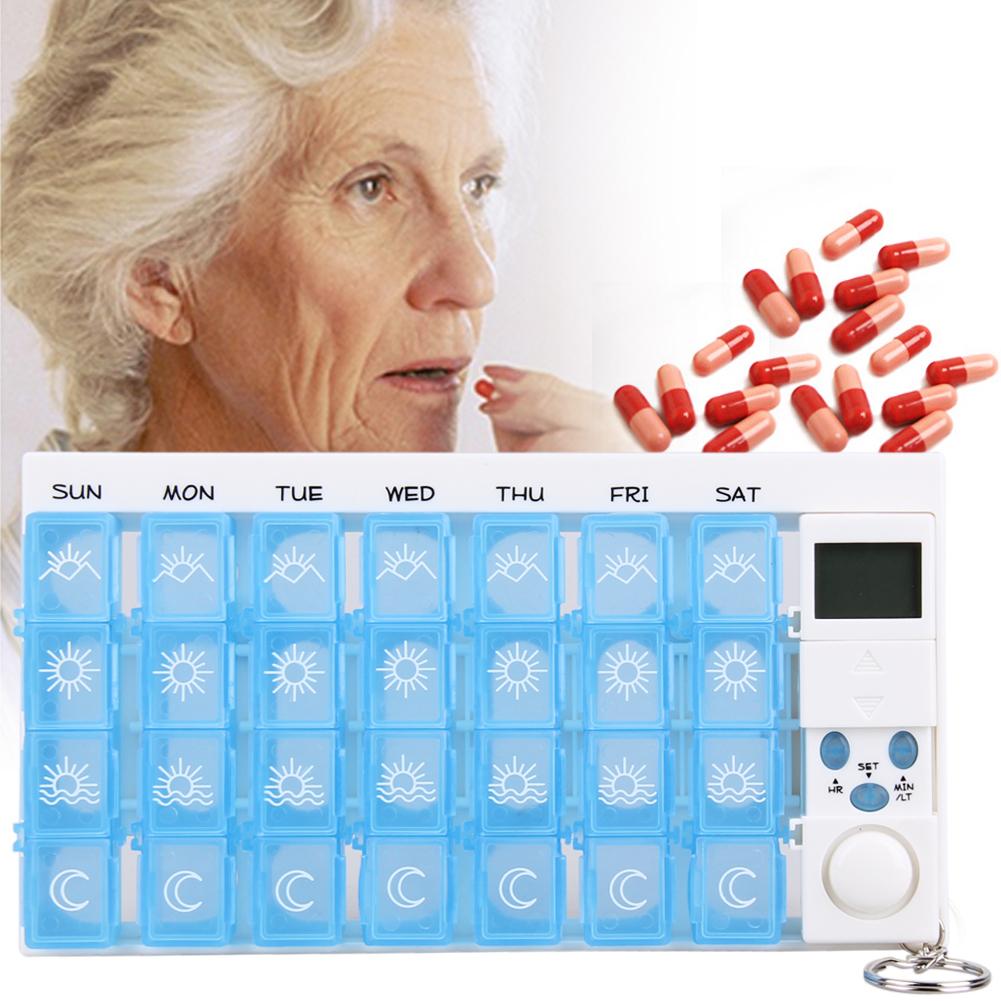 7-Day Independent Lattice Holder Weekly Drug Organizer Seal Timing Reminder Electronic Medicine Case Pill  Storage Box