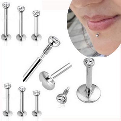 Trendy Unisex Fashion Body Jewelry 1PC Studs Piercing Labret Ring Lip Bar Anti-allergy Zircon 316L Surgical Steel Monroe Tragus