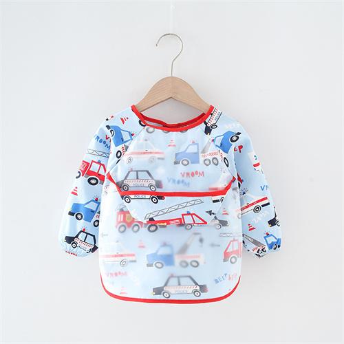 0-2Y Baby Toddler Long Sleeve Bib Cute Colorful Cartoon Printing Waterproof Smock Bib Boys Girls Burp Cloth Feeding Accessories