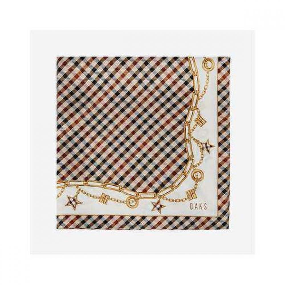 Daks Beige Check Pattern Square Scarf Dcsc2f141