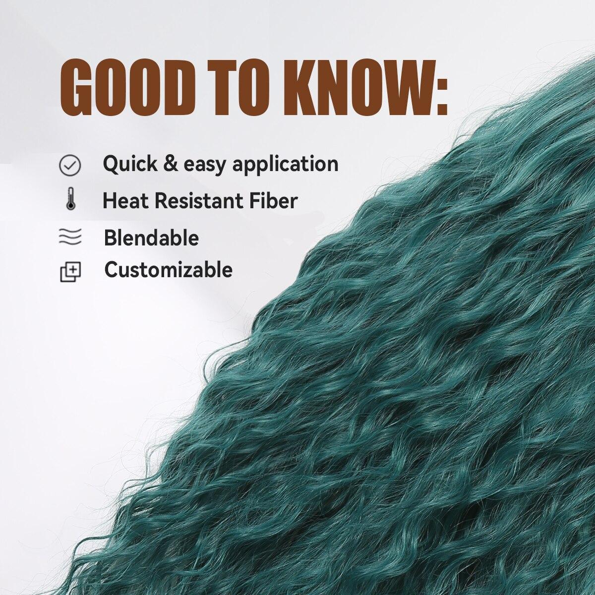 HAIRCUBE Длинные зеленые волны синтетические парики из натурального высокотемпературного — фото 3