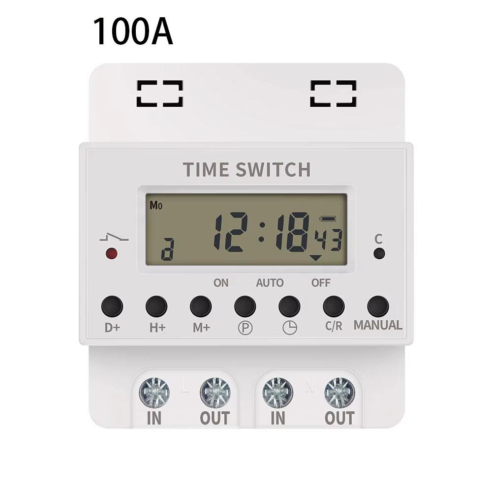 220V 60A/80A/100A Digital Timer Control Switch Weekly Programmable Time Controllor Din Rail Relay Can Set For 168 Hours