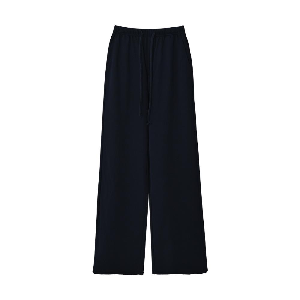 

ABOUTSEA Ultra-Thin Terry Cloth Straight Leg Pants - Elastic Waist, Rolled Hem, Micro-Flare for Versatile Early Morning Commutes Small