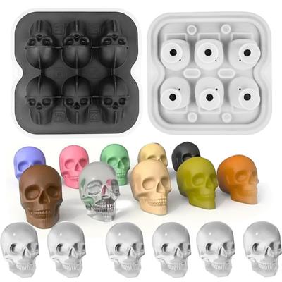 Molde de Cubitos de Hielo de Calavera Bandeja de Hielo de Silicona de 6 Cavidades para Whisky Cócteles Grado Alimenticio Flexible Fabricador de Hielo para Fiestas de Halloween