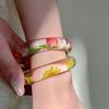 Resin Acrylic Bangle Wide Big Cuff Bangle Temperament Natural Dried Flower Bracelet  Decoration