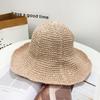 Wide Brim Straw Bucket Hat Classic Ruffle Crochet Summer Sun Hats Hollow Out Breathable Outdoor Travel Beach Hats for Women Daily Use