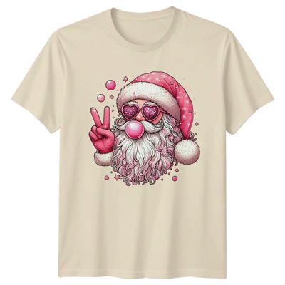 Pink Santa Claus Christmas Holiday Graphic Unisexs TShirt Unisexs Tee