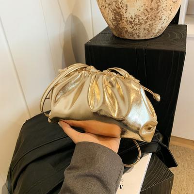 Luxury Designer Handbag Soft PU Leather Fashion Evening Bag for Women Ruched Elegant Dressy Shoulder Bag Party Prom Clutch Purse