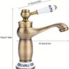 Vintage Antique Brass Faucet Blue and White Porcelain Long Neck Mixer Tap Bathroom/Kitchen Cold Hot Water Basin Sink Accessories
