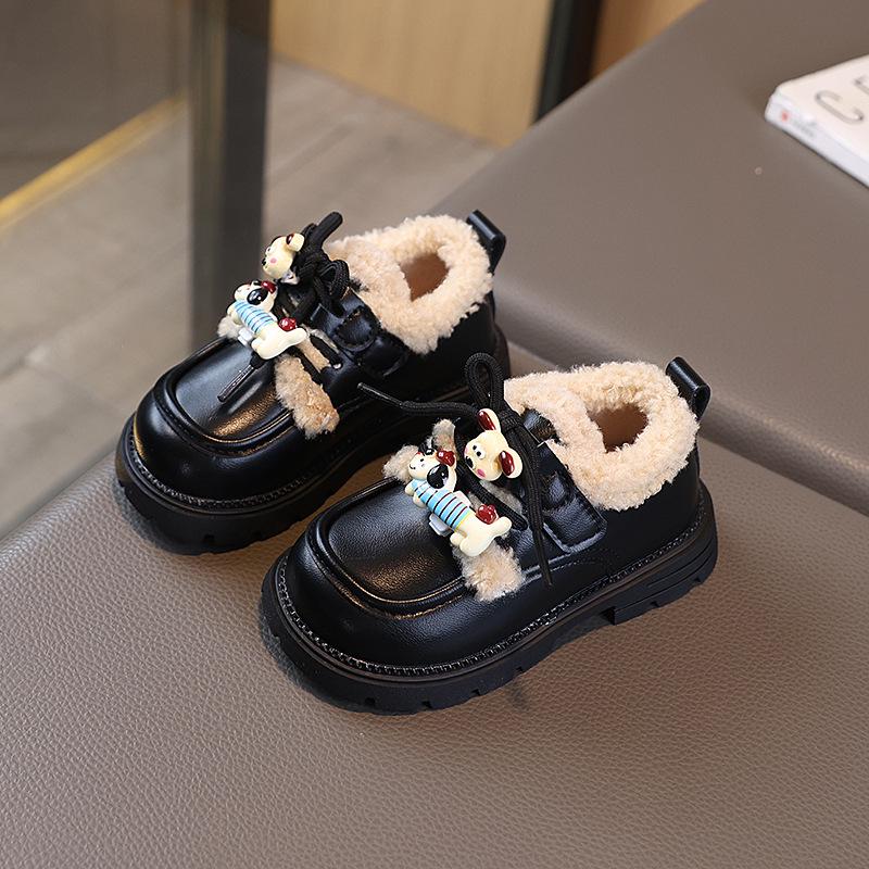 Girls  2025 Winter Cotton Princess Loafers – Velvet-Lined Warmth in British Style Size 27 (Insole Length 16.5cm)