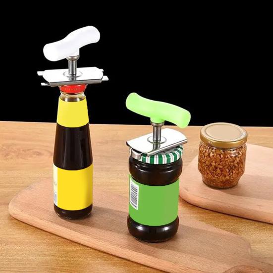 Manueller Flaschenöffner Edelstahl Glasöffner Ergonomischer Griff Flaschenöffner Einhandbedienung Verstellbares Küchengerät für Senioren