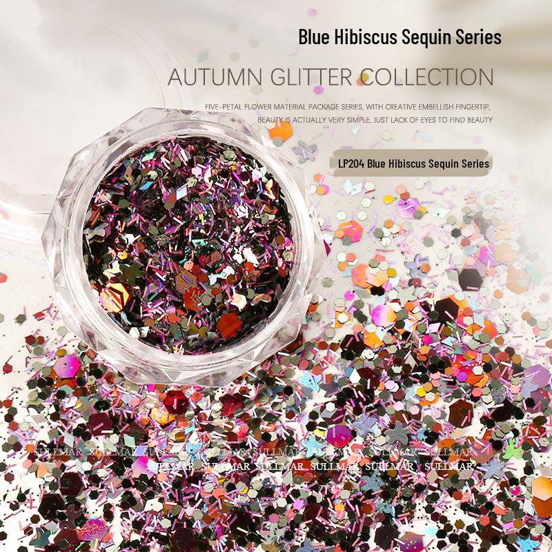 Sweet Style Nail Art: Mixed Glitter & Sequins Set - Coarse & Fine Irregular Shapes