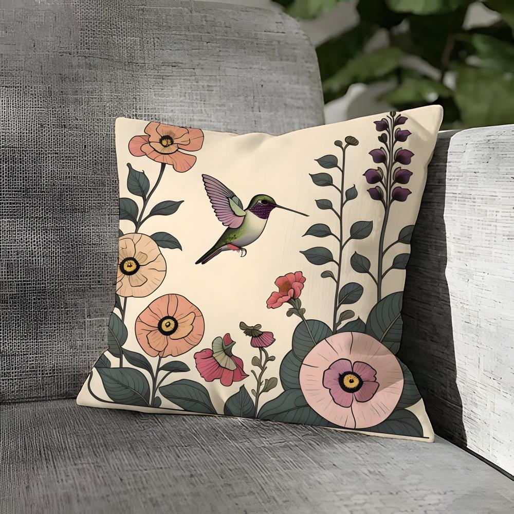 Natural Plant Bird And Flower Prints Pillow Case Linen Pillows Case Cushions Case Sofa Pillows Case Decor Home