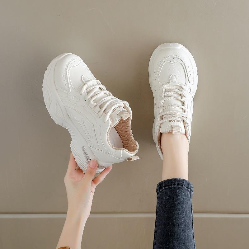 

Inner heightening dad shoes platform casual shoes autumn new small thick-soled non-slip sneakers 35 грязно-белый
