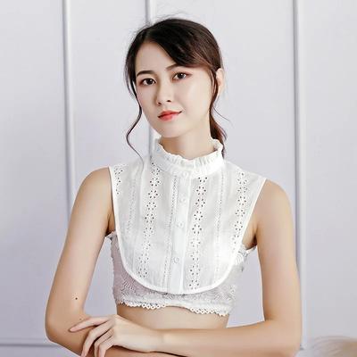 Linbaiway Damen Stehkragen Rüschen Spitze Chiffon Falscher Kragen Abnehmbarer Falscher Kragen Erwachsener Pullover Bluse Top Abnehmbarer Faux-Kragen