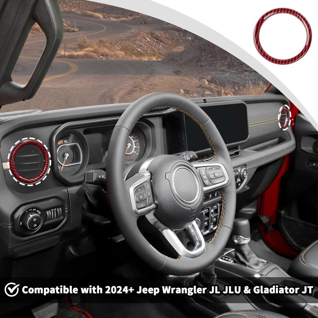 Cache-Sortie d'aération de tableau de bord et Console centrale Couvercle de bouches d'aération Compatible avec Jeep Wrangler JL JLU & Gladiator JT 4xe Intérieur 2024-2025