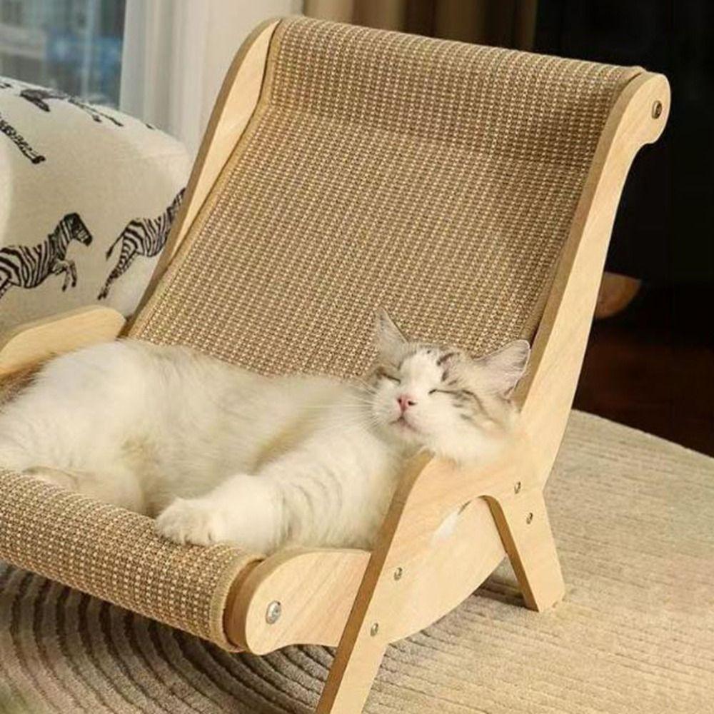 Wear-Resistant 2 in 1 Cat Sisal Chair Elevated Cat Hammock Bed Cat Sofa Bed for Cats/Dogs