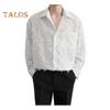 Men Shirt with Breat Pocket And Tassel Decor Turn-down Collar Single-breasted Long Sleeves Solid Color Holiday Christmas Party Club Top