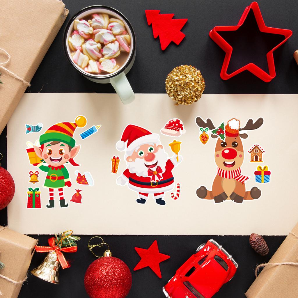 Adorable Cartoon Christmas Snowman And Reindeer Interactive Sticker Set For Kids