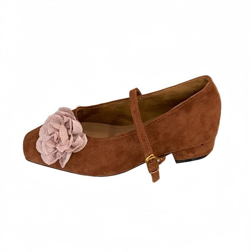 Ballet Fairy Suede Round Head Shallow Mouth Inner Height Increase Single Shoes Spring and Autumn Flat Bottom Mary Jane Women's Shoes