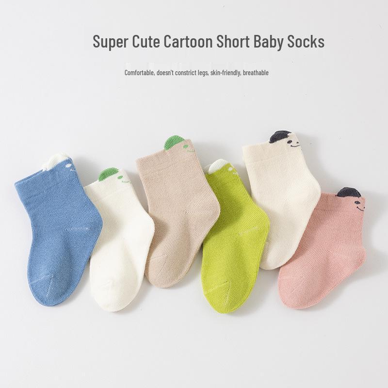 Breathable Mid-Calf Baby Socks: Cute, Loose Cuff, Pure Cotton for Boys and Girls