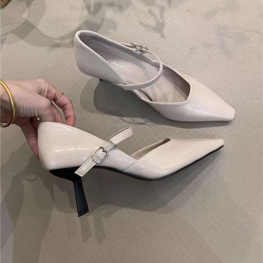 Women's High Heels Women's Spring 2025 French Temperament Elegant Pointed Head Light Mouth Stiletto Mary Jane Commuter Shoes