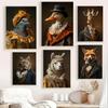 Victorian Style Animal Portraits Wolf Brown Bear Fox Flamingos Retro Poster Canvas Paintings Wall Art Pictures Home Decor