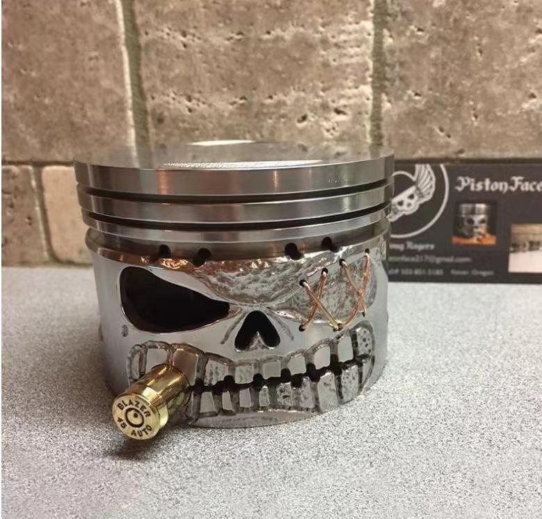 

Carved Piston Skull Face Sculpture Resin Skull Artwork Statue Crafts Home and Office Personalised Desktop Decoration Ornaments