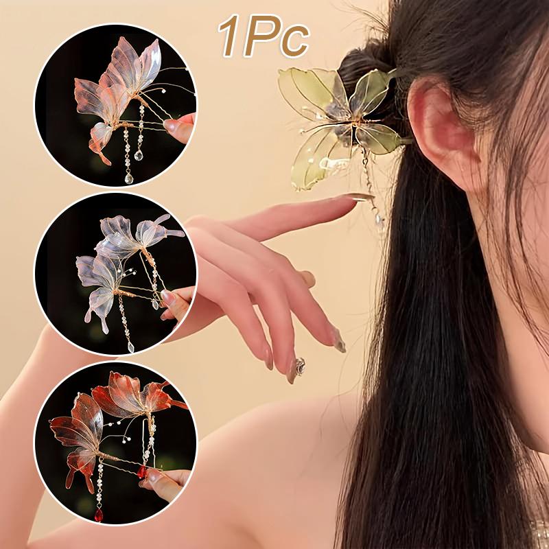 1Pc Butterfly Elegant Hair Accessory Antique Hair Clip Vintage Hanfu Accessory