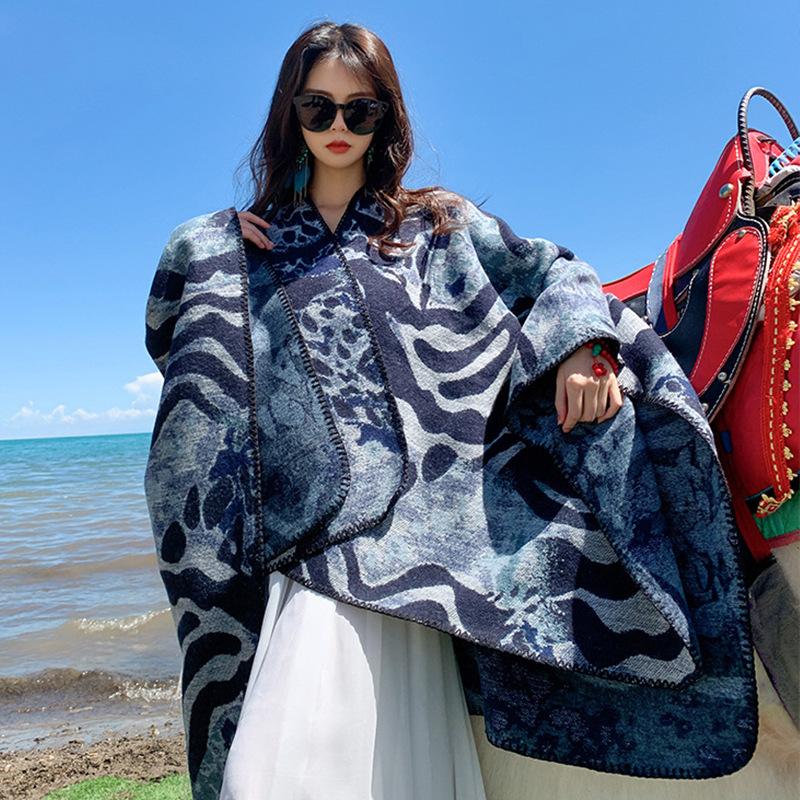 

New Autumn Winter Imitation Cashmere Scarf Women Lady Leopard Print Poncho Warm Capa Para Mujer Pashmina Wrap Shawl Chales Cloak One Size& 8Y