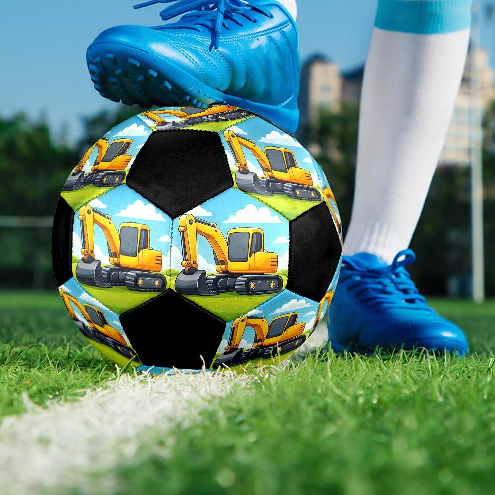 Excavator Theme Size 5 Soccer Ball, Suitable for Both Indoor and Outdoor Matches, a Gift Suitable for Everyone.
