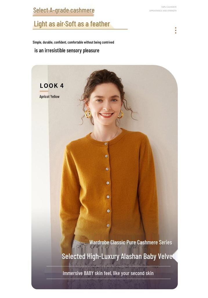 Damen Kaschmir Rundhals Einreiher Cardigan Pullover - Mittel-Dick - Frühling/Herbst