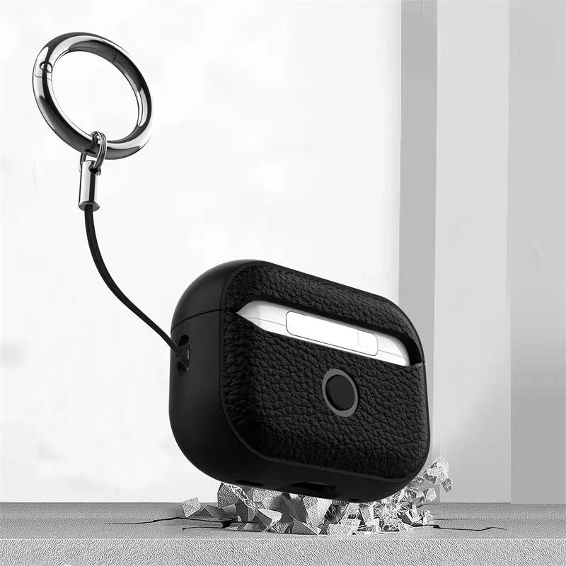 Litchi Leather Case For AirPods 4 3 2 1 Business Earphones Cases For Apple AirPods Pro 1st 2nd Gen Cover Headset Shell With Hook