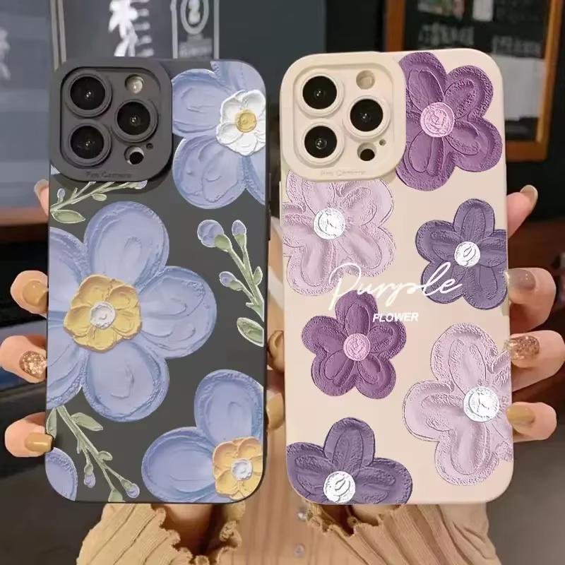 Flower Phone Phone Case For Samsung Galaxy S25 S24 Ultra S23 FE S22 Plus S21 S20 A15 A35 A54 A55 Shockproof Soft Silicone Cover