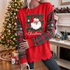 Women's Loose Drop Shoulder Long Sleeve Christmas Print Sweatshirt with Scalloped Wavy Hem Crewneck Pullover