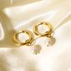 Pearl Drop Earrings For Women Gold Color Stainless Steel Freshwater Pearl Hoop Ear Accessory